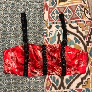 Gothy kimono bralette crop top silver rings